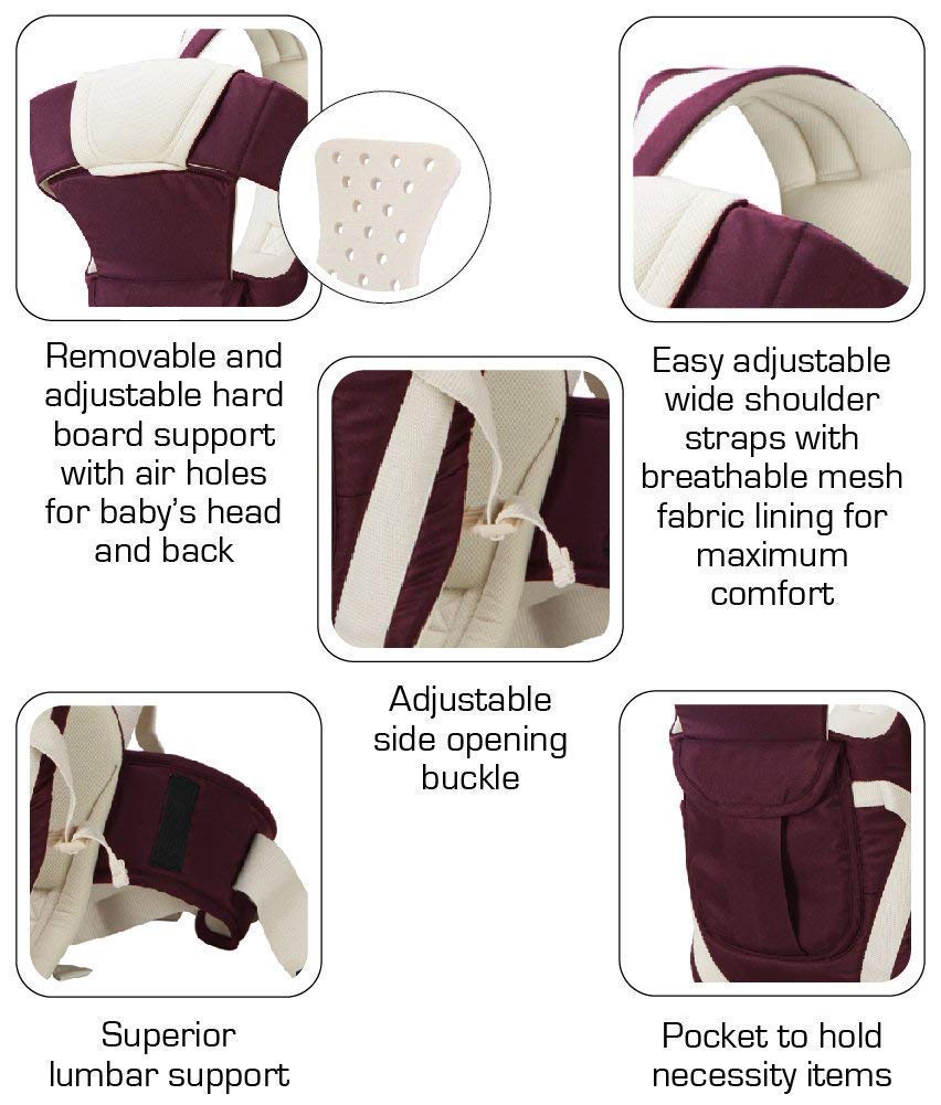 Wildshopperz Baby Carrier Bag/Adjustable Hands Free 4 in 1 Baby/Baby Safty Belt/Child Safety Strip/Baby Sling Carrier Bag/Baby Back Carrier Bag (Navy Blue) Front Carry Facing