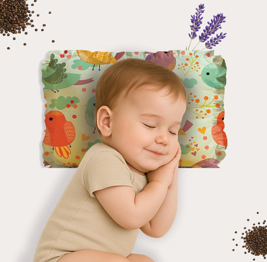 Wildshopperz  Rai Mustard Seeds Pillow with Lavender, Baby-Round Head Shaping Baby Pillow Neck Support Pillow Gifting 0-12 Months (Multicolor)