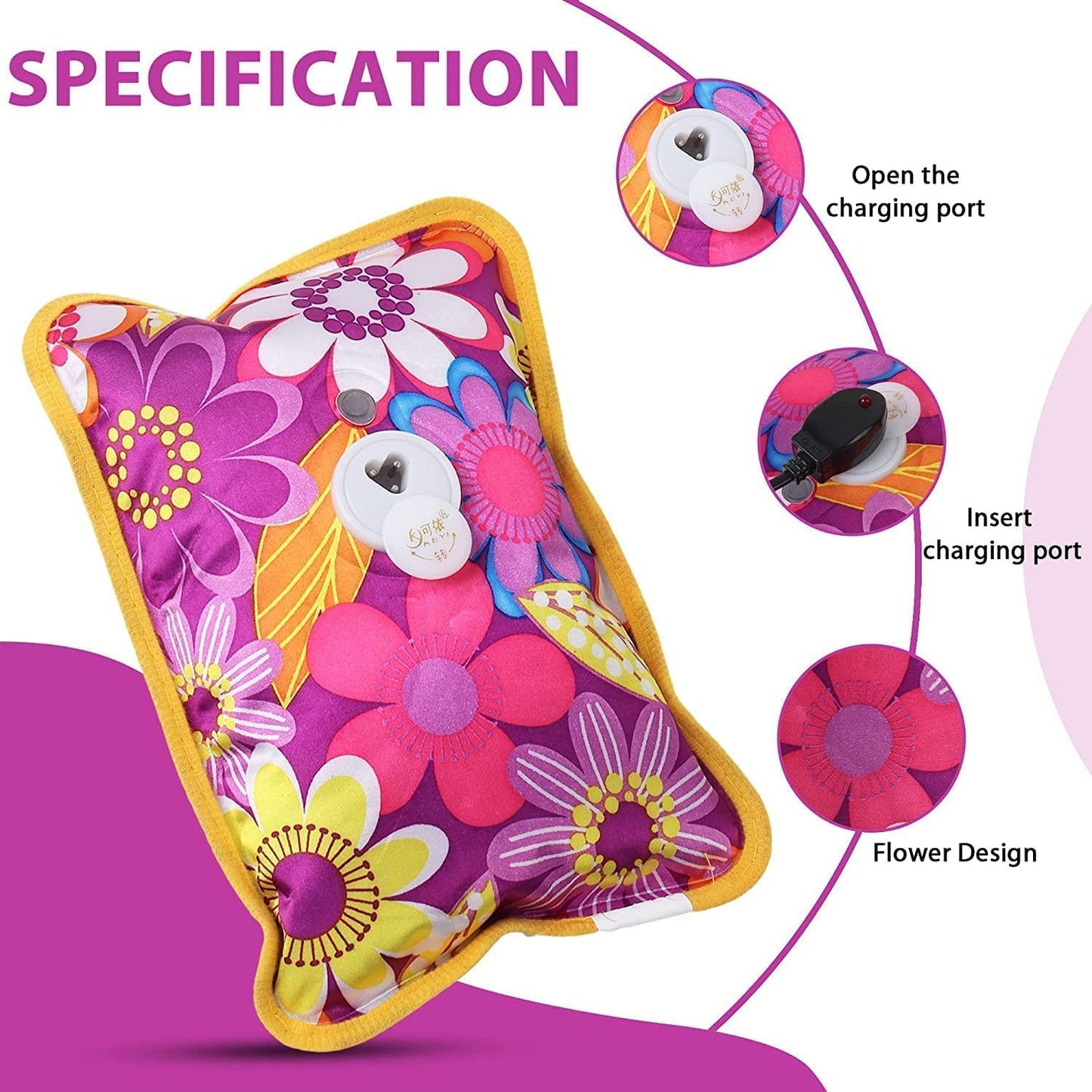 Wildshopperz Electric Heating Gel Pad for Pain Relief, Hot Pack for Back Pain, Menstrual Cramps, Multicolour